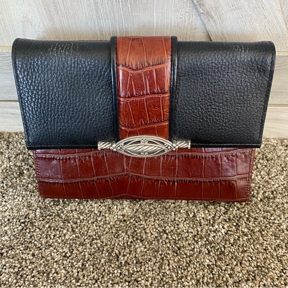 BRIGHTON Multi Compartments Vtg Lg. Purse Wallet Clutch Bag Wristlet ORGANIZER - Picture 2 of 13